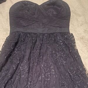 Elegant Black Strapless Lace Dress